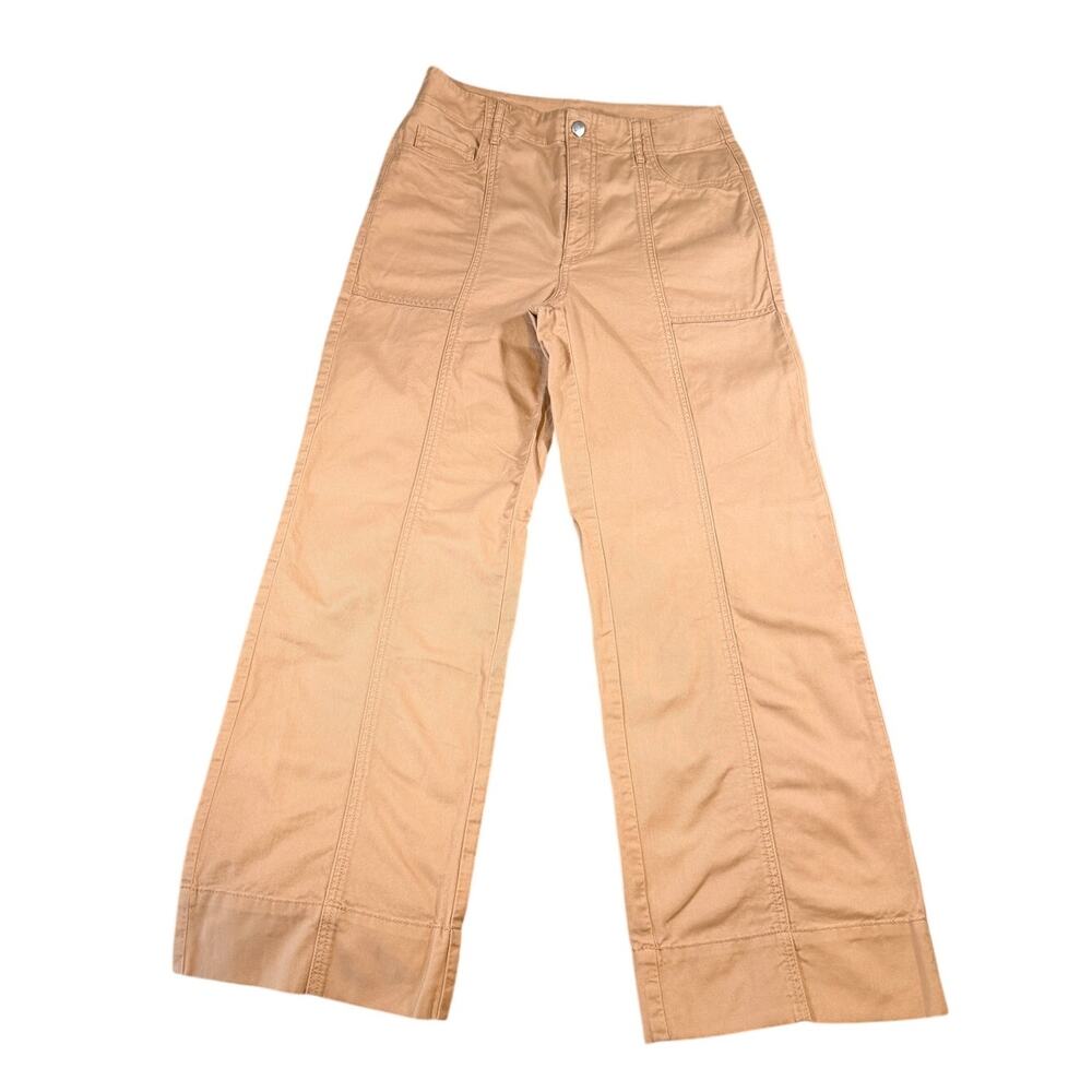 LOFT Size 2 Tan Wide Leg Utility Pants High Rise Cotton Carpenter Trouser